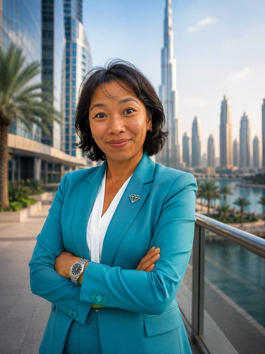 Pinay — Diamond Queen, vor der Skyline von Dubai